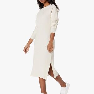 Cream Ribbed Midi Dress